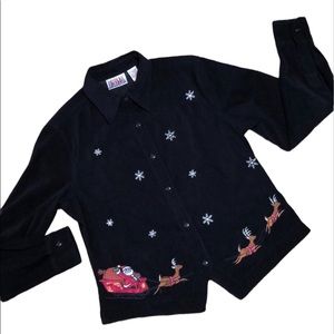 Bill Blass Embroidered Holiday Top Size S